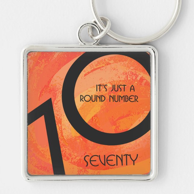 Orange 70 Decade Birthday Key Ring (Front)