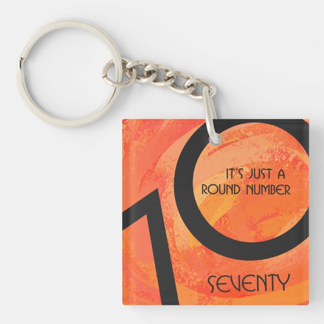 Orange 70 Decade Birthday Key Ring (Front)