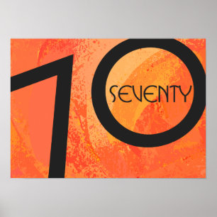 Orange 70 Decade Birthday Poster