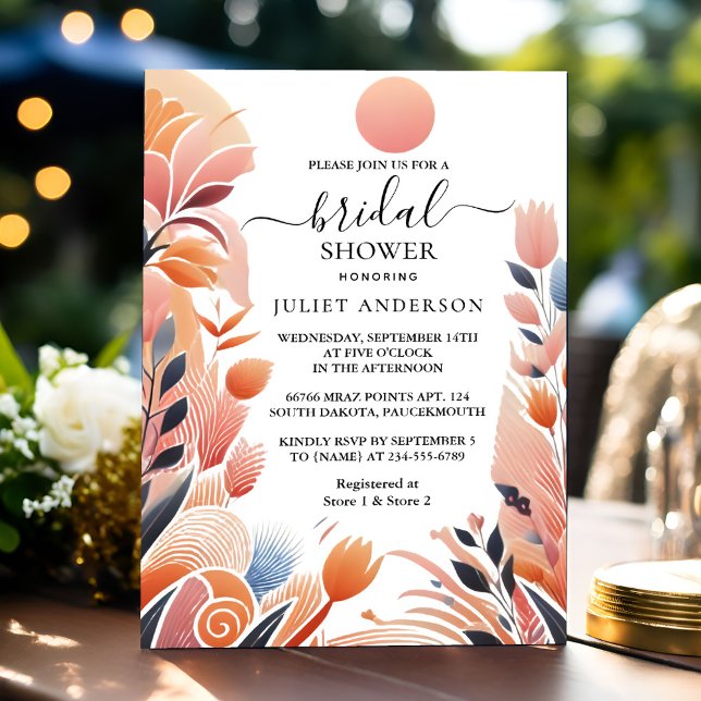 Orange 70s 80s 90s Pink Colourful Bridal Shower Invitation (Creator Uploaded)