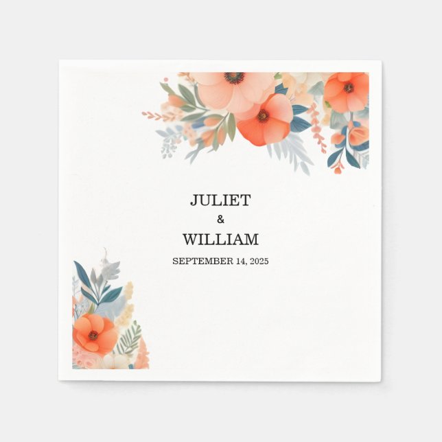 Orange 70s 80s 90s Pink Peach Colourful Wedding Napkin (Front)