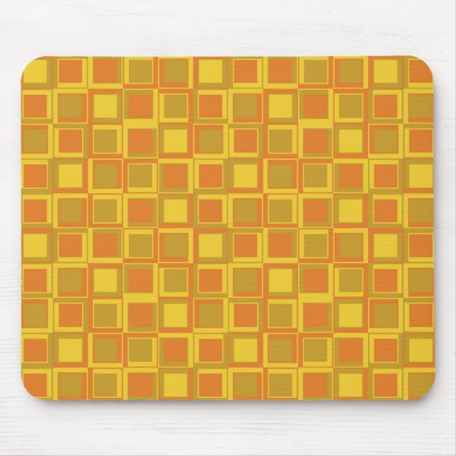 Orange 70's year styling squares mouse mat (Front)