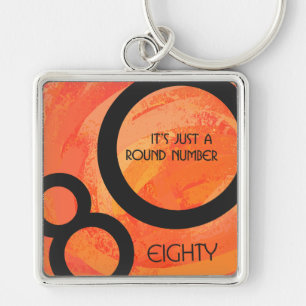 Orange 80 Decade Birthday Key Ring