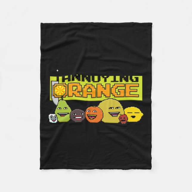 Orange 8-bit Video Game Style  Fleece Blanket (Front)