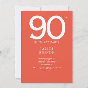 Orange 90th Birthday Party  Invitation