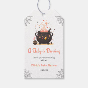 Orange A Baby is Brewing Halloween Baby Shower Gift Tags