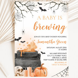 Orange A Baby is Brewing Halloween Baby Shower Invitation