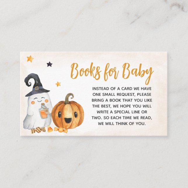 Orange A Little Boo Baby Shower Books for Baby Enclosure Card (Front)