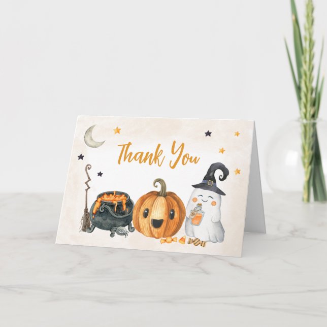 Orange A Little Boo Baby Shower Thank You Card (Front)