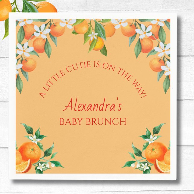 Orange A Little Cutie Citrus Baby Brunch Napkin (Creator Uploaded)