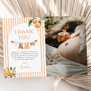Orange A Little Cutie Citrus Baby Shower Photo Thank You Card
