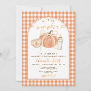 Orange A Little Pumpkin Is on the Way Baby Shower  Invitation