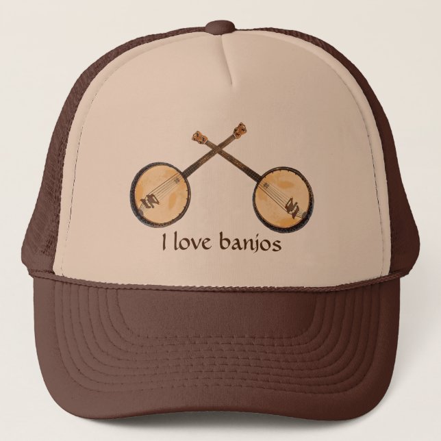 Orange Abstract Banjo Music Instrument Hat (Front)