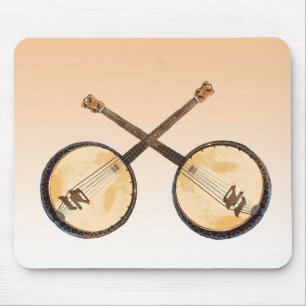 Orange Abstract Banjo Music Instrument Mousepad