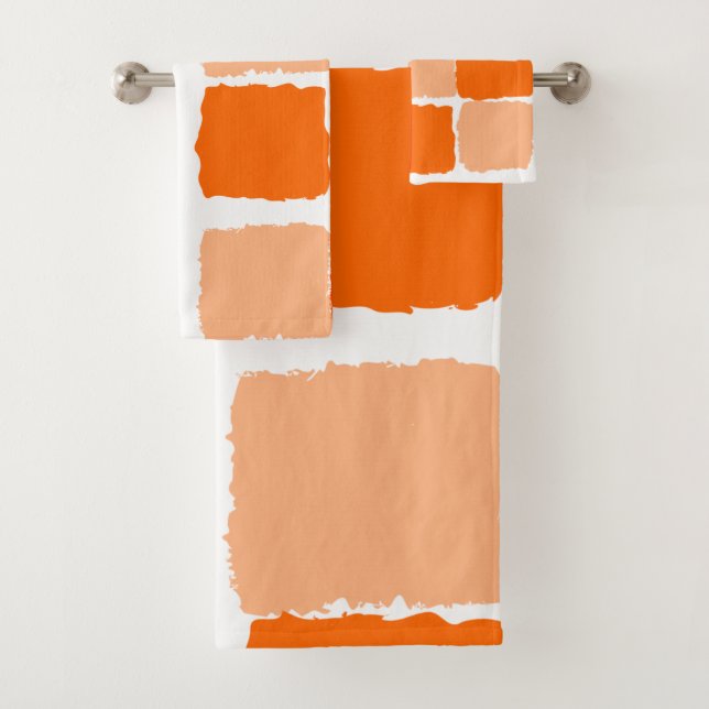 Orange Abstract Bathroom Towel Sets (Insitu)
