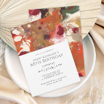 Orange Abstract Boho 60th Birthday Party Invitation<br><div class="desc">A contemporary artful 60th birthday party invitation in a bold abstract painted texture of orange, gold, red, burgundy, navy and ivory, adds both sophistication and bohemian allure to this modern design. The elegant font pairings work beautifully with the artwork and the bold colours are just perfect for celebrating this special...</div>