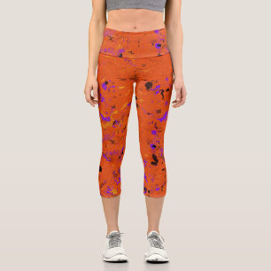 Orange Abstract Capri Leggings