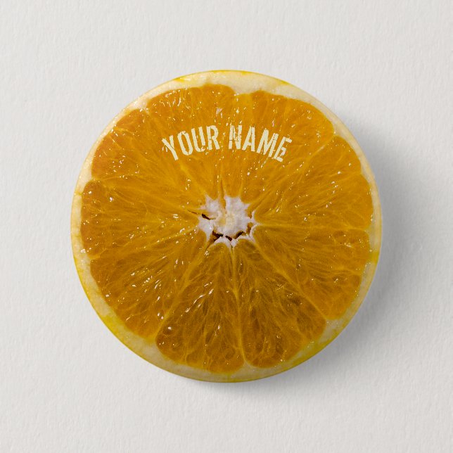 Orange Abstract Drawing Button (Front)