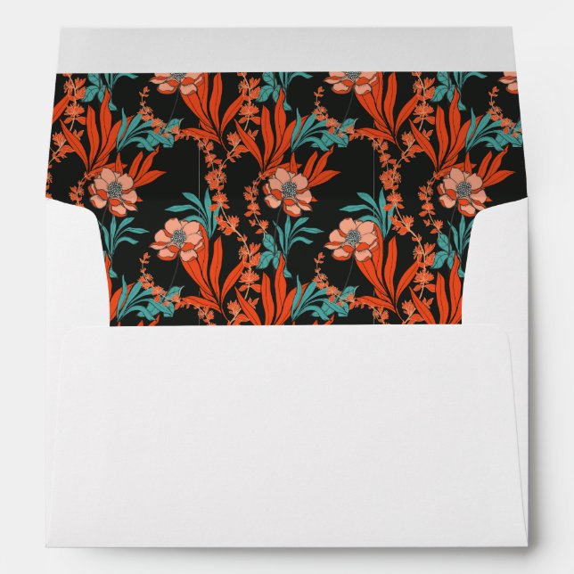 Orange Abstract Floral Pattern Envelope (Back (Bottom))