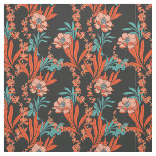Orange Abstract Floral Pattern Fabric