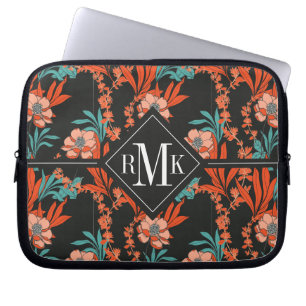 Orange Abstract Floral Pattern Laptop Sleeve