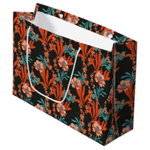 Orange Abstract Floral Pattern Large Gift Bag