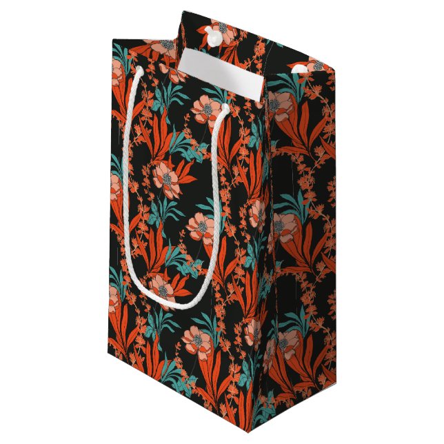 Orange Abstract Floral Pattern Small Gift Bag (Front Angled)
