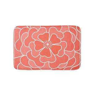 Orange abstract flower pattern bath mat
