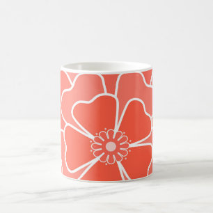 Orange abstract flower pattern coffee mug