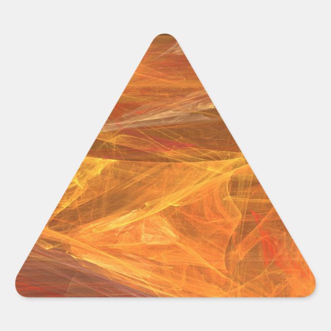 Orange Abstract Fractal Triangle Sticker (Front)