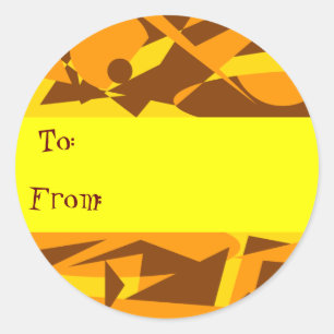 ORANGE ABSTRACT GIFT TAG STICKER