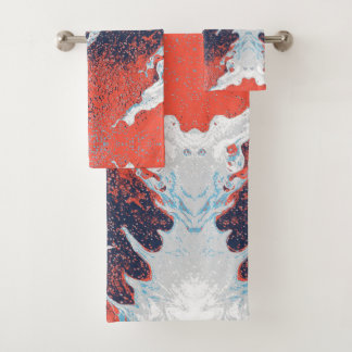 Orange Abstract Marble Bathroom Towel Set