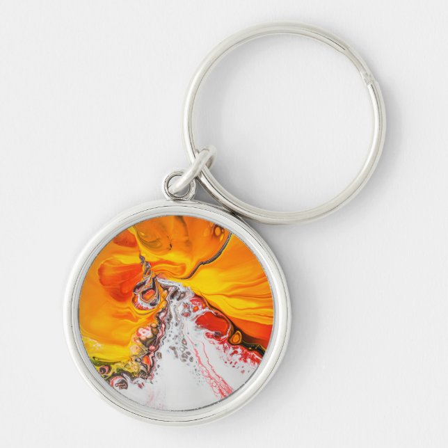 Orange Abstract Minimalist Key Ring (Front)