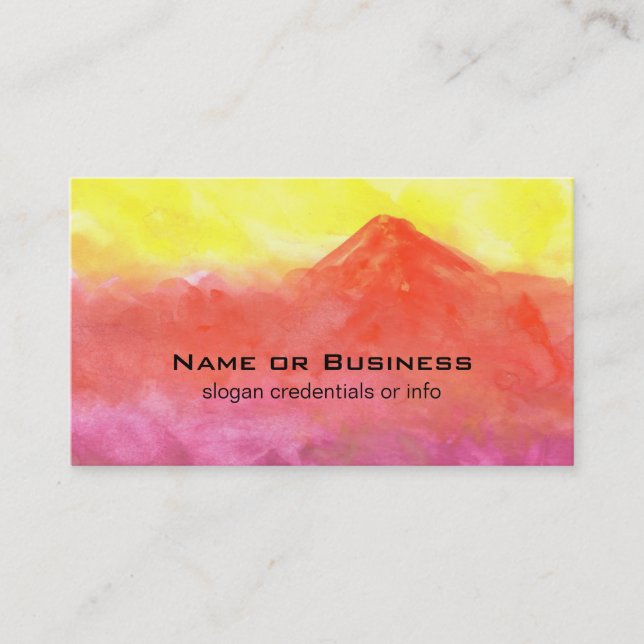 Orange Abstract Mountain Volcano Landscape Business Card (Front)