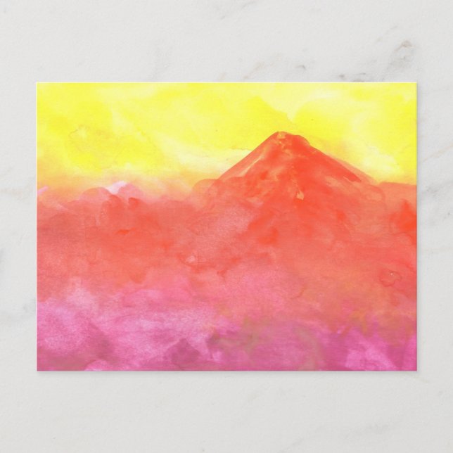 Orange Abstract Mountain Volcano Landscape Postcard (Front)