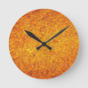 Orange Abstract Painting Round Clock