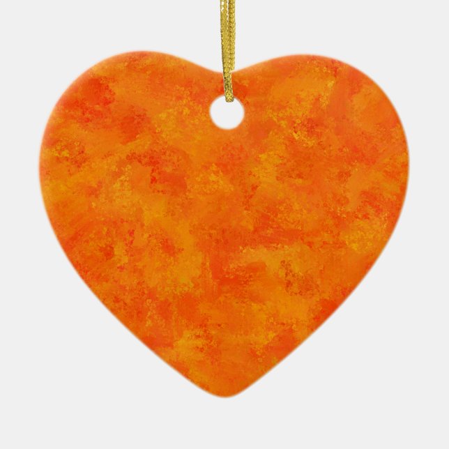 Orange Abstract Pattern  Ceramic Tree Decoration (Front)