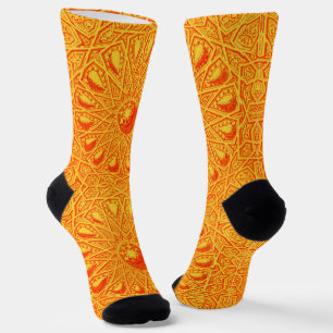 orange abstract print socks