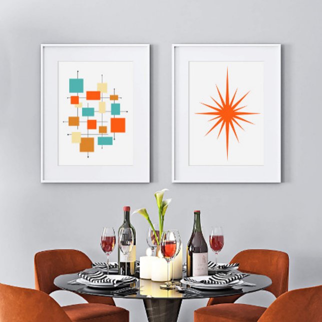 Orange Abstract Squares and Starburst Mid Century (Creator Uploaded)