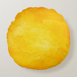Orange abstract watercolor macro texture backgroun round cushion