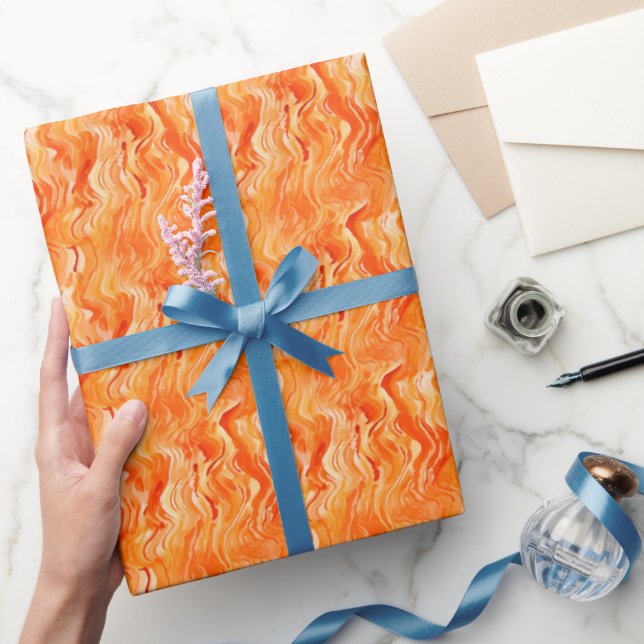 Orange Abstract Watercolor Wrapping Paper (Gifting)
