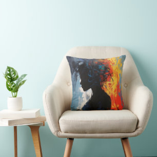 Orange Abstract Woman Cushion