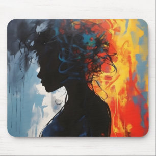 Orange Abstract Woman Mouse Mat