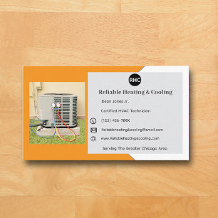 Orange AC Unit Heating Cooling Hvac Business Card