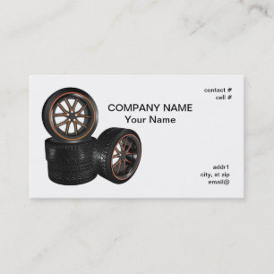 orange accent car rims business card