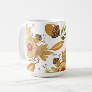 Orange Acorn Fall Mood Watercolor Illustration Coffee Mug