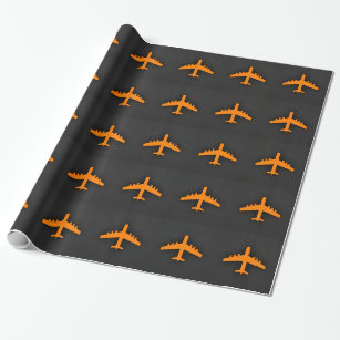 Orange Aeroplane Wrapping Paper
