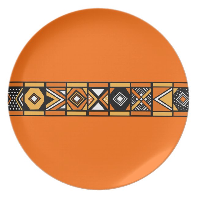 Orange African Art Pattern plate (Front)