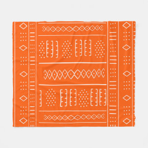 Orange African Mudcloth Print Fleece Blanket