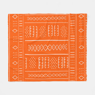 Orange African Mudcloth Print Fleece Blanket